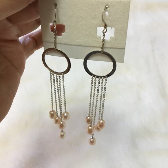Silver Multi-Pearl Dangle Earrings - Picture 1 of 7